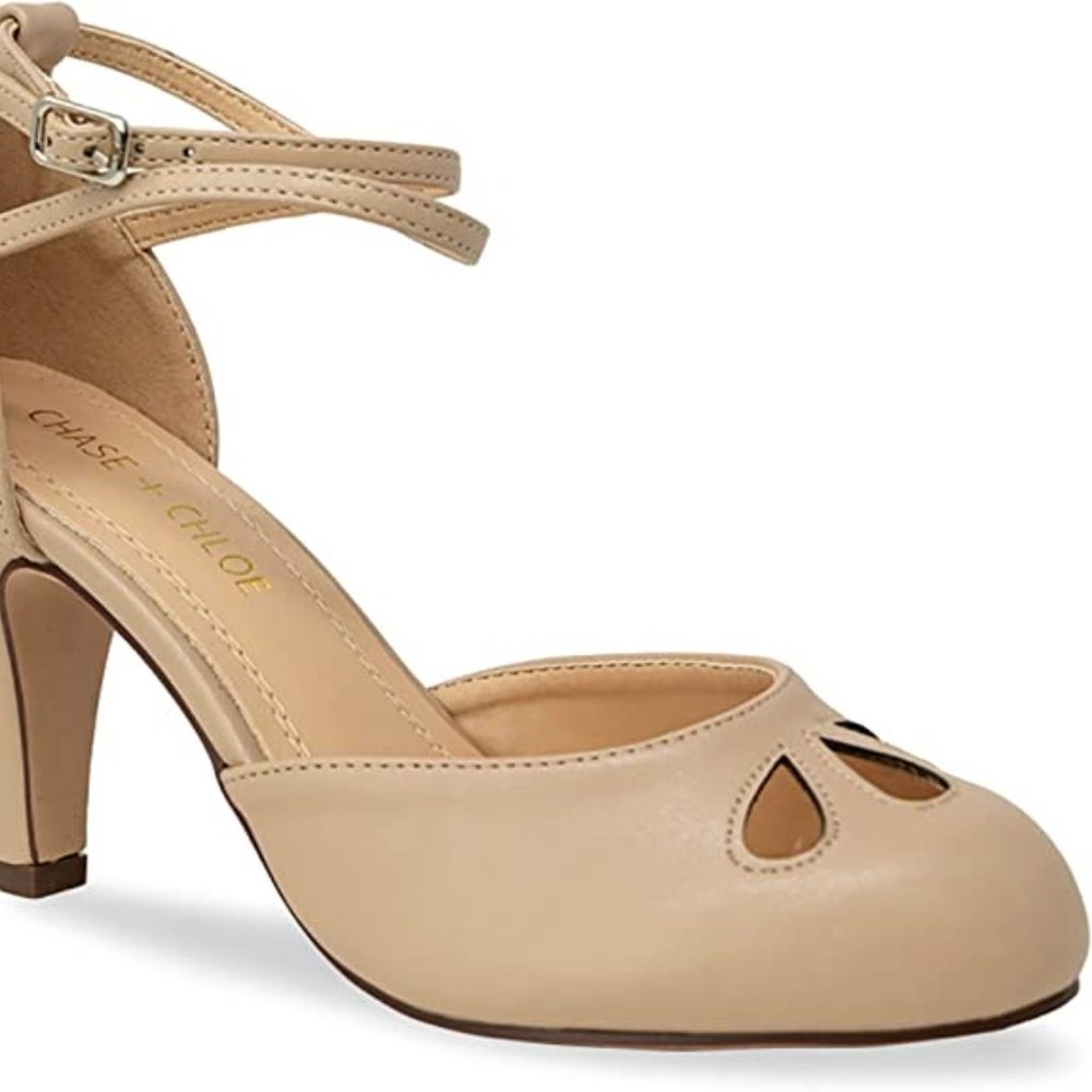Chase and Chloe Nude Pumps Retro style